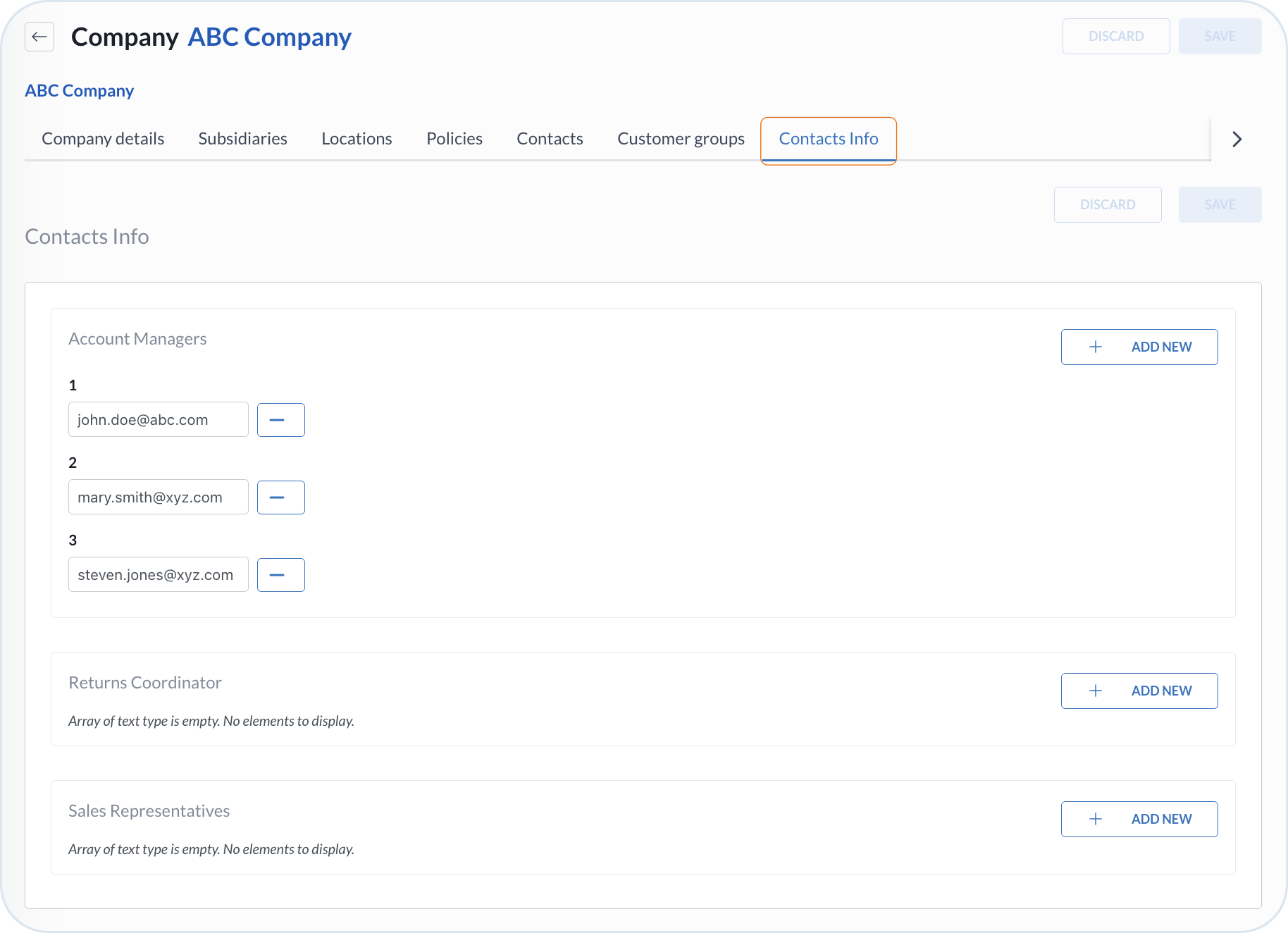 Company Contact Info