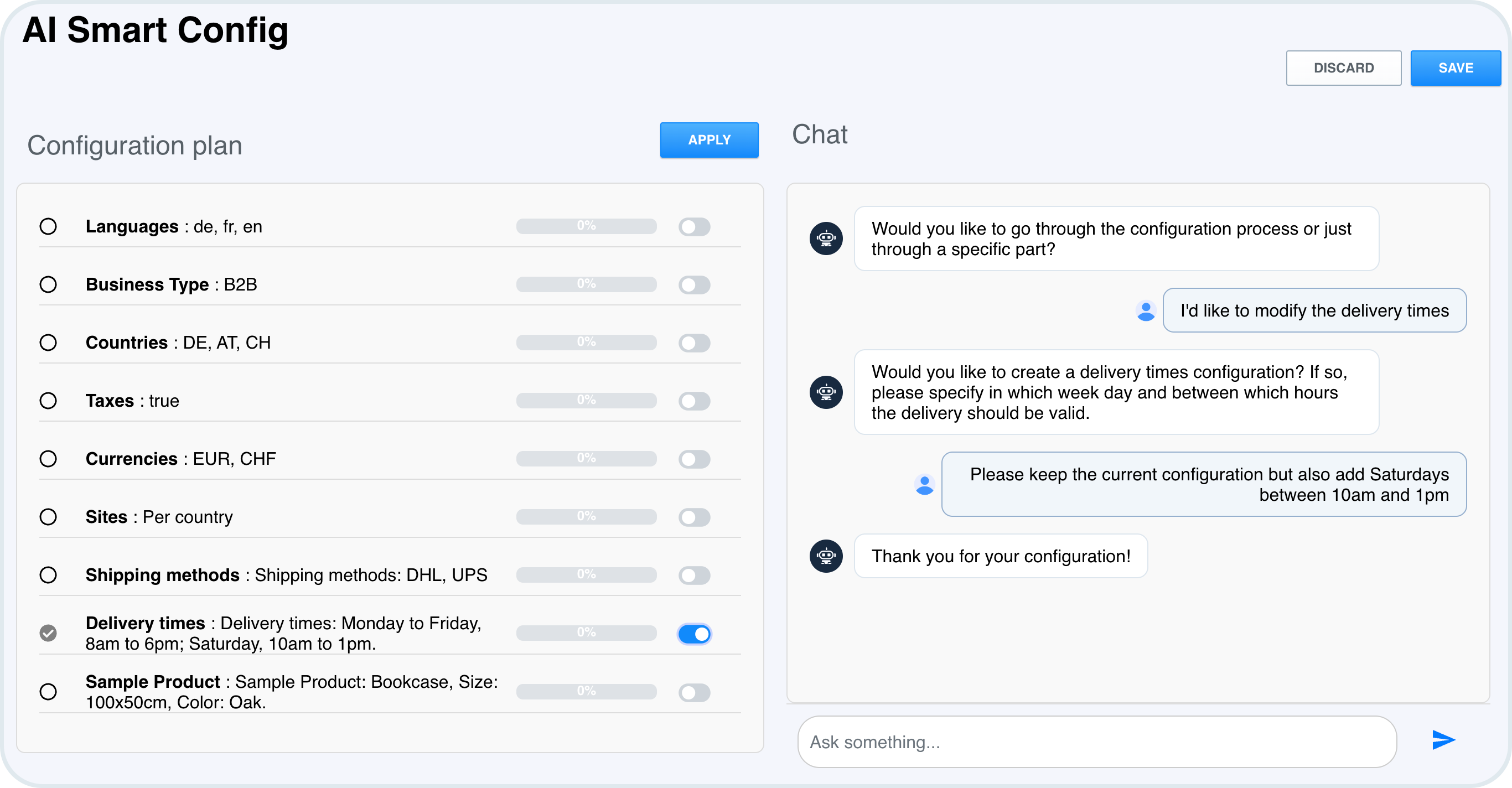 Delivery Times Config