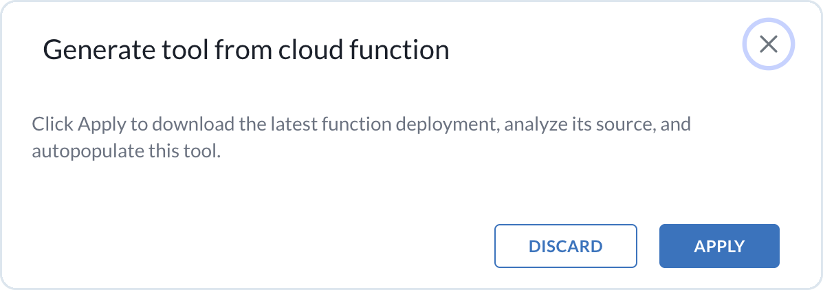 Generate tool from cloud function