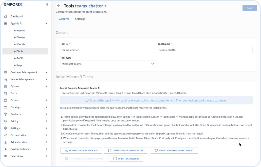 Install Emporix Microsoft Teams AI Tool