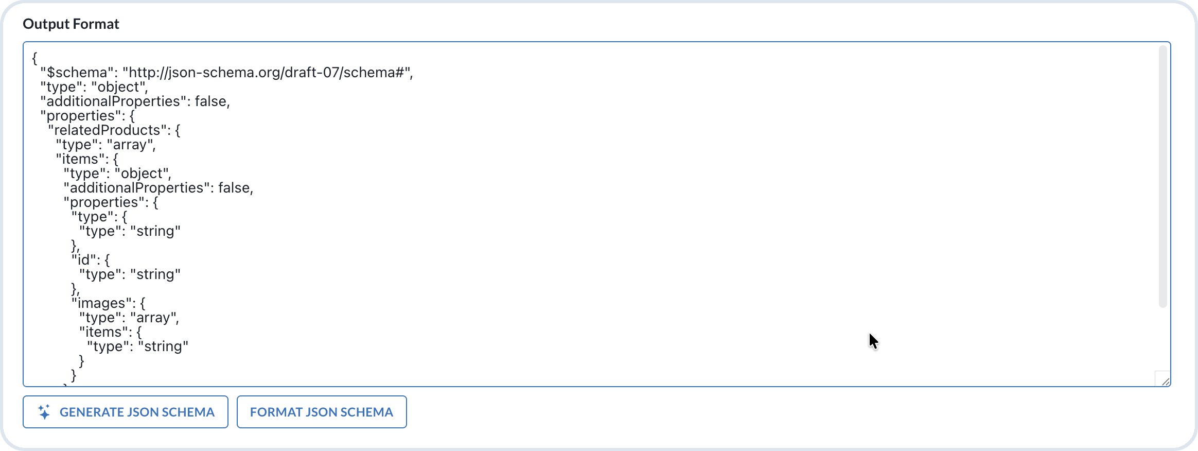 Output format schema