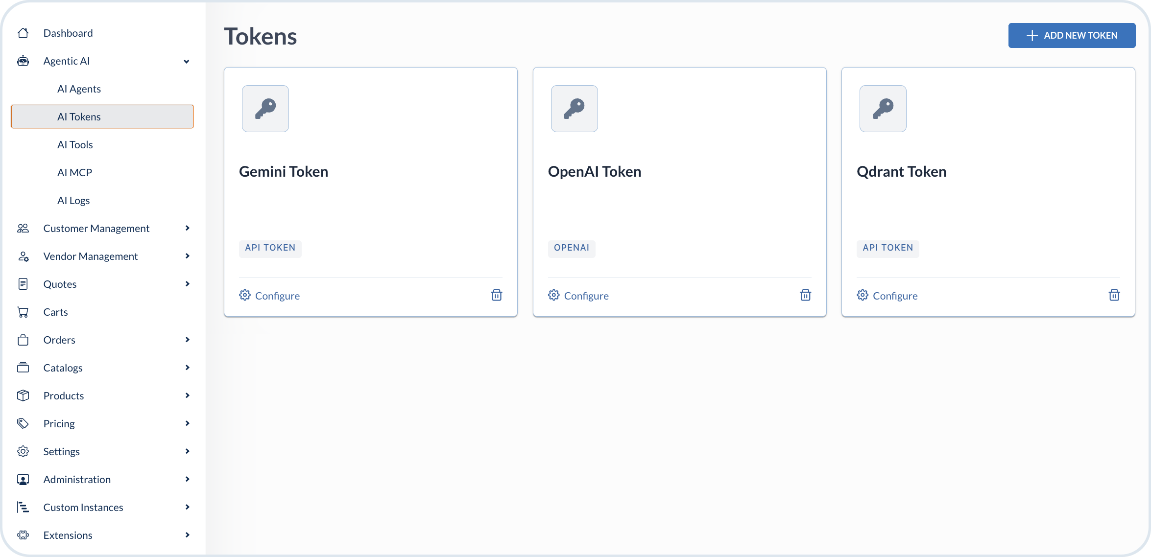 AI Tokens view